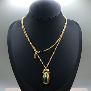 Vintage Premier USA enamel faberge egg necklace, excellent.